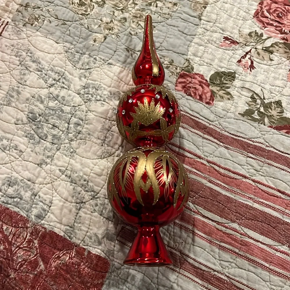 Waterford mercury glass & crystals Christmas tree topper ornament